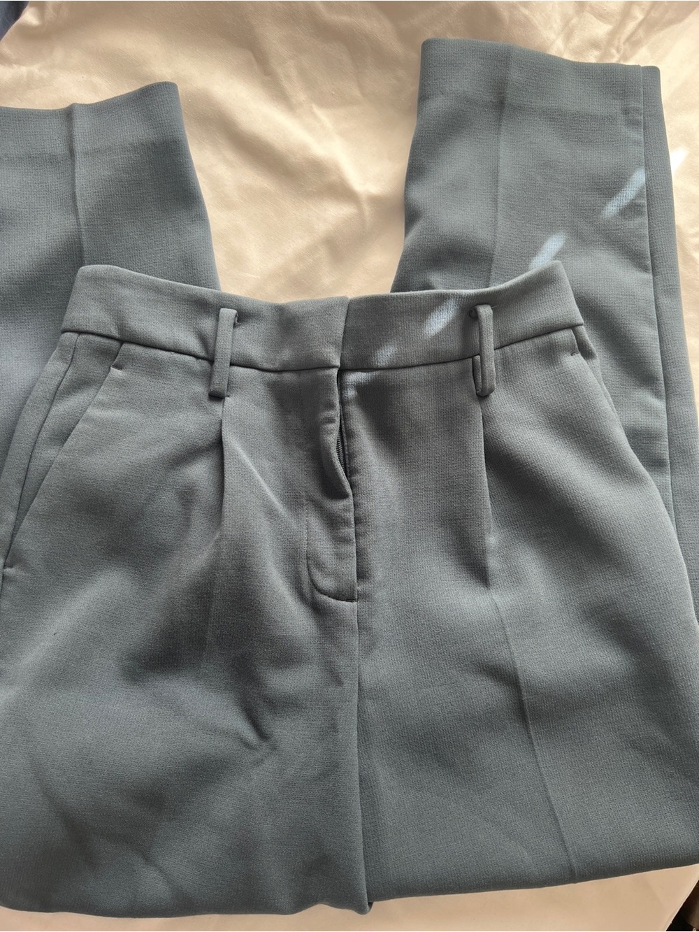 Ann Taylor Dusty Blue Tailored Straight-Leg Trousers